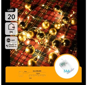 Aigostar - Catena luminosa natalizia a LED 20xLED/3xAA 2 m bianco caldo