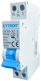 ETTROIT Interruttore Magnetotermico Automatico 1P+N 32A 6000A 220V Salvavita Stotz Occupa 1 Modulo DIN