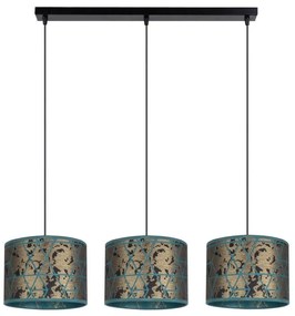 Lampadario su corda REZO 3xE27/60W/230V oro/turchese