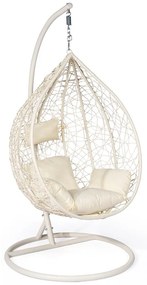 Poltrona sospesa bianco crema in rattan artificiale Noela - Bonami Selection