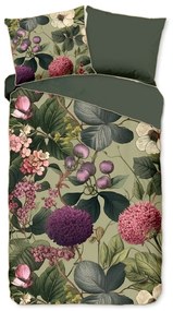 Set copripiumino e federa color kaki in raso di cotone per letto singolo ed esteso 140x220 cm Onaz – Descanso