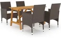 Set Mobili da Pranzo per Giardino 5 pz Marrone 3068738