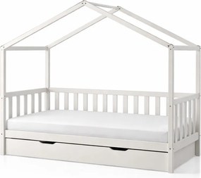 Letto per bambini in legno di pino bianco con letto estraibile e contenitore 90x200 cm DALLAS - Vipack