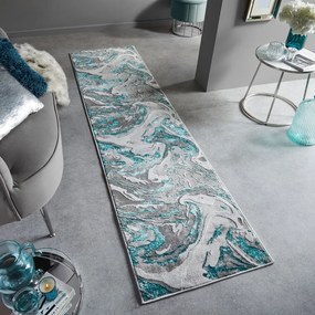 Tappeto grigio/turchese 80x300 cm Marbled - Flair Rugs