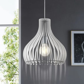 Lampadario Industrial Tindori Piccolo 1 Luce Acciaio Grigio Diffusore Bianco