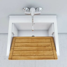 Mobile Lavatoio 60x50 cm Due Ante con vasca in ceramica Bianco Lucido