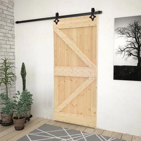 Porta Scorrevole Con Set Hardware 90x210 Cm İn Legno Di Pino /
