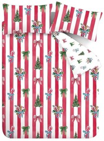 Set copripiumino e federa rosso e bianco per letto matrimoniale 200x200 cm Christmas Stripe – Catherine Lansfield
