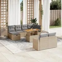 Set Divani da Giardino 11 pz con Cuscini Beige in Polyrattan 3276515