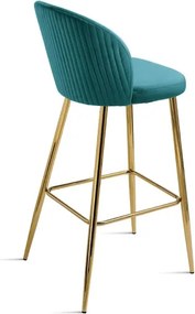 Sgabello in velluto Topazio con struttura in metallo Oro MEGAN 2 pezzi