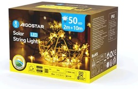 Aigostar - Catena di Natale solare a LED 50xLED/8 funzioni 12m IP65 bianco caldo