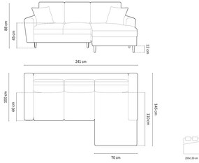 Divano angolare verde allungabile e con contenitore (con penisola a destra/con chaise lounge) con rivestimento in velluto a coste Kyoto – Cosmopolitan Design