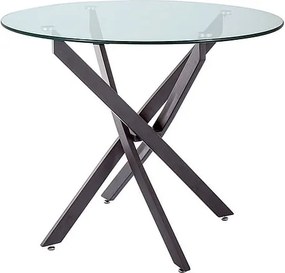 Tavolo rotondo Agis in vetro trasparente/nero opaco - ø90/h72 cm