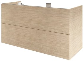 Mobile da bagno sospeso sotto lavabo L 120 x H 64 x P 48 cm rovere naturale, 2 cassetti Apertura push-pull SENSEA Neo, Maniglie acquistabili separatamente