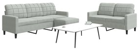 Set Di Divani 3 Pz Con Cuscini Grigio Chiaro İn Velluto /