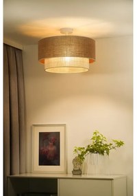 Duolla - Lampadario a plafone YUTE BOHO 3xE27/15W/230V diametro 60 cm marrone/color crema