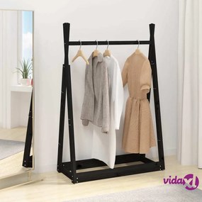 vidaXL Appendiabiti Nero 100x45x150 cm in Legno Massello di Pino