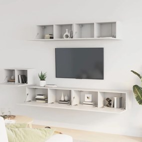 Set di mobili porta tv 5 pz bianco in legno multistrato