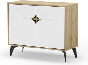 Mobile in rovere decorato in bianco e naturale 95x79 cm Nola - Marckeric