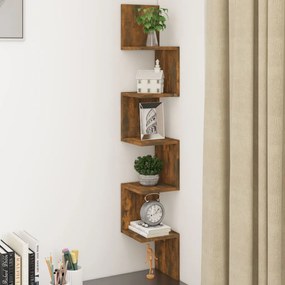 Mensola Muro Angolo Rovere Fumo 20x20x127,5cm Legno Multistrato /