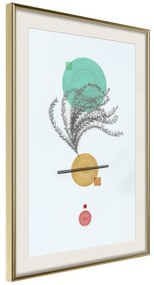 Poster  Geometric Installation with a Plant  Cornice Quadri Cornice d'oro con passe-partout, Larghezza x Altezza Home decor 20x30