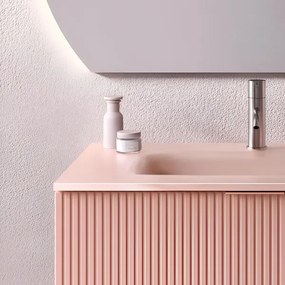 Mobile bagno sospeso 80 cm con lavabo e 2 cassetti LYRA Rosa Opaco