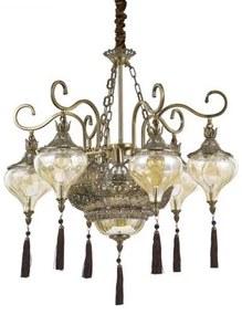 Harem lampadario a sospensione in metallo brunito e cristallo molat...