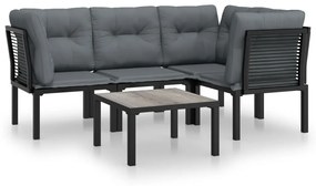 Set salotto da giardino 5 pz nero e grigio in polyrattan