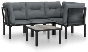 Set salotto da giardino 5 pz nero e grigio in polyrattan