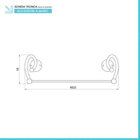 Portasalviette da muro dritto 40 cm in ferro battuto nero Siena