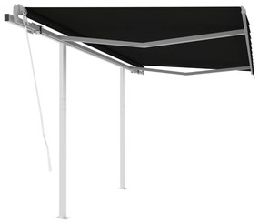 Tenda Da Sole Retrattile Automatica Con Pali 3,5x2,5m Antracite /