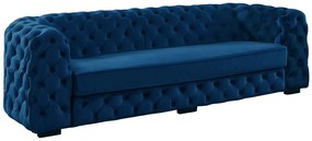 Divano 3 posti Chesterfield in velluto blu notte - STANLEY