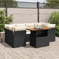 Set Divani da Giardino con Cuscini 7pz Nero Polyrattan 3326891