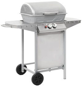 Barbecue A Gas Con Griglia 2 Fornelli Argento Acciaio Inox /