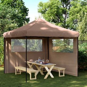 Tendone Per Feste Pieghevole Pop-up Con 2 Pareti Marrone /