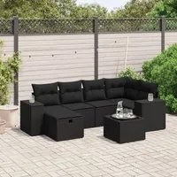 Set Divani da Giardino con Cuscini 7pz Nero Polyrattancod mxl 92449