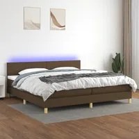 Letto a Molle Materasso e LED Marronescuro 200x200cm in Tessuto 3133584