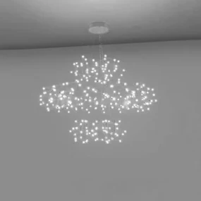 Lampadario A Sospensione Moderno Lucciola Metallo Acciaio Inox Led 25 Esagoni