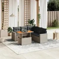 Set Divano da Giardino 6 pz con Cuscini Grigio in Polyrattan 3271312