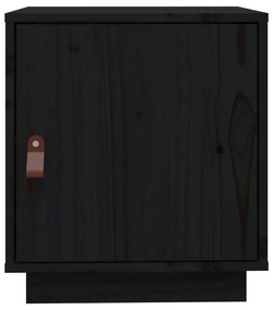 Comodino Nero 40x34x45 cm in Legno Massello di Pino