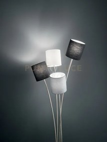 Piantana in metallo cromo spazzolato paralumi grigio, nero e bianco...