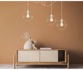Lampadario a sospensione con filo MATT 3xE27/60W/230V ragno bianco/oro