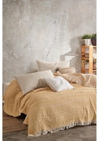 Copriletto giallo in mussola per letto matrimoniale 220x240 cm Etno - Mijolnir