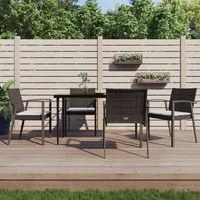 Sedie Giardino con Cuscini 4pz Marroni 56,5x57x83 cm Polyrattan 3187077