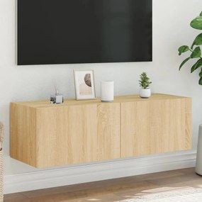 Mobile tv a parete con luci led rovere sonoma 100x35x31 cm