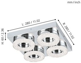 Eglo 95664 - Plafoniera LED FRADELO 4x4W 230V