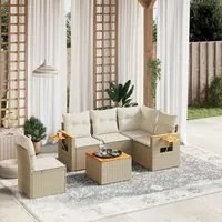 Set Divano da Giardino 6 pz con Cuscini Beige in Polyrattan 3226821