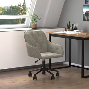 Sedia Da Ufficio Girevole İn Velluto Grigio Chiaro /
