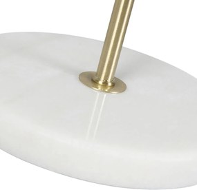 Lampada da tavolo ottone con paralume in velluto tortora 35 cm - Kaso