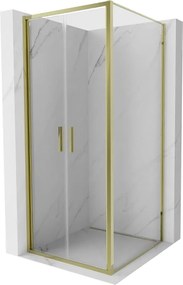 Mexen Exo cabina doccia con porta a battente 90 x 90 cm, trasparente, oro - 814-090-090-50-00